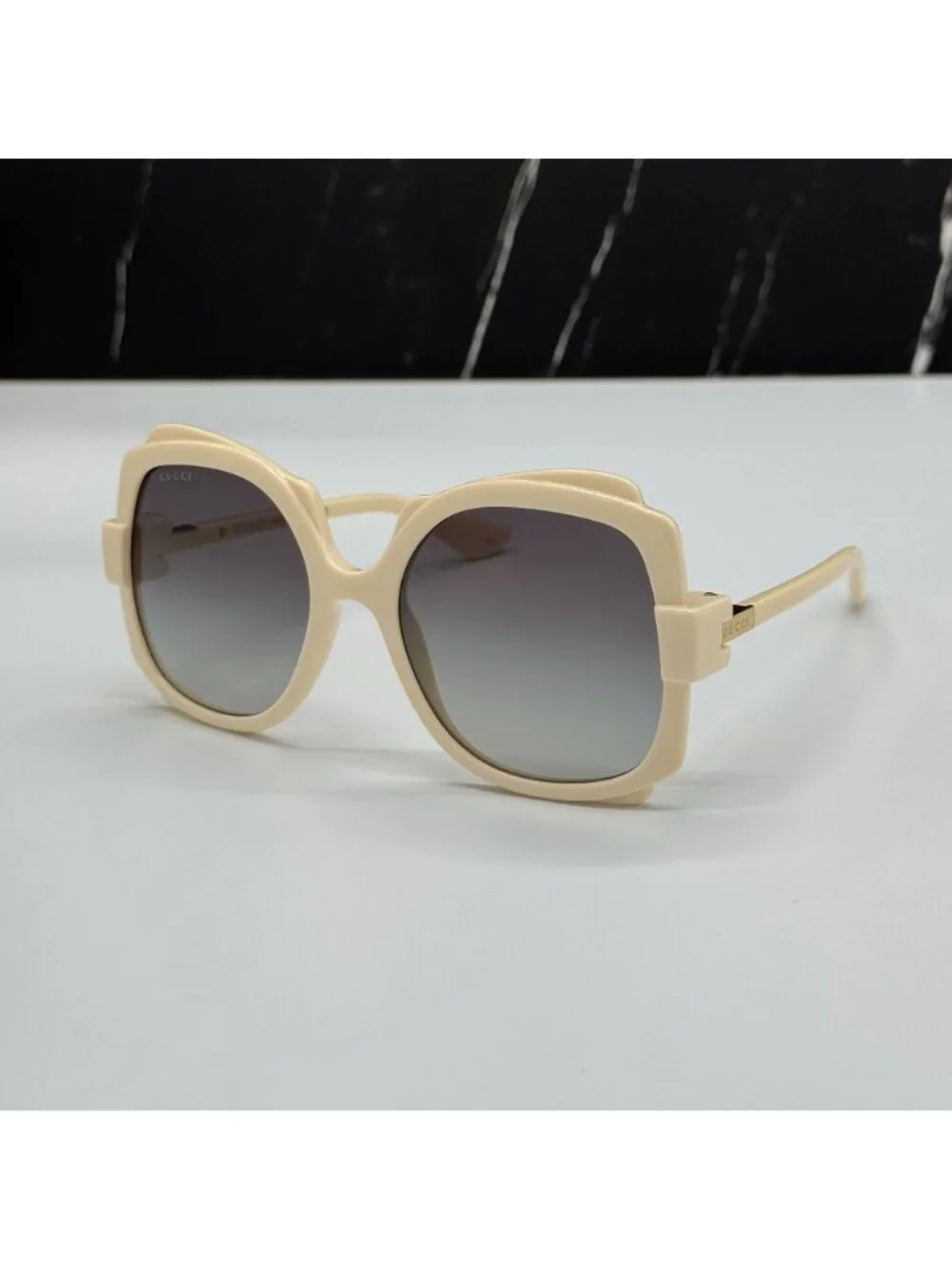 New Gucci GG1431S 004 Oversized White Gray Women Sunglasses